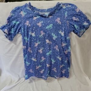 Lands' End Blue and Pink Unicorn Fantasy Tee